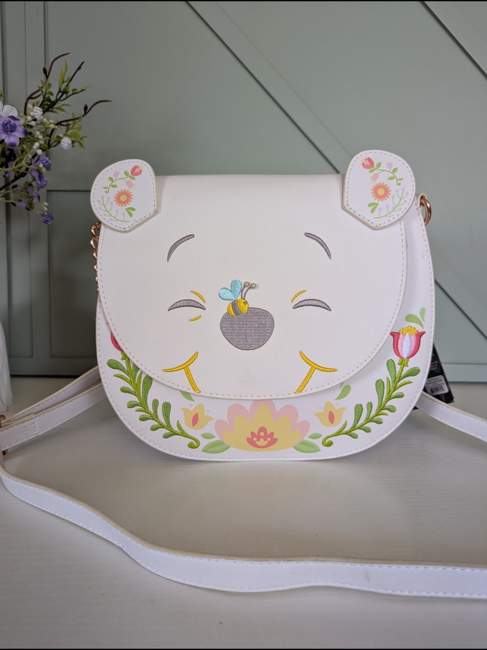 Loungefly Disney Winnie the Pooh Cosplay Folk Floral Crossbody. - Picture 2 of 8